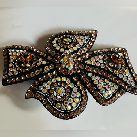 Sarvoski Crystal Gold Amber White Gemstone Hair Barrette Clip - Picture 4 of 10